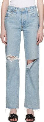 Blue 90s High Rise Loose Jeans