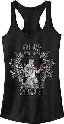 Snow White & the Seven Dwarfs Junior's Snow White and the Seven Dwarves One Bite Racerback Tank Top - Black - Large