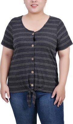 Plus Size Short Sleeve Tie Front Top