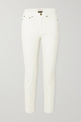 Distressed High-rise Slim-leg Jeans - White