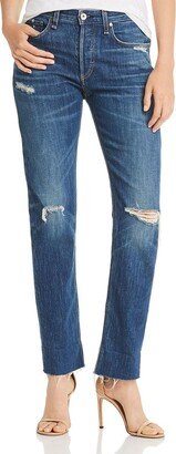 Rosa Womens Raw Hem Mid-Rise Jeans