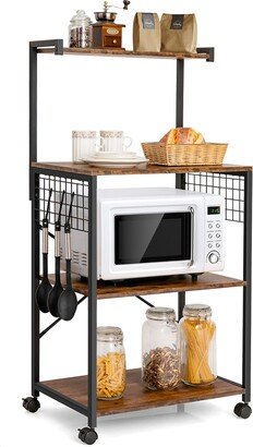 4-Tier Rolling Bakers Rack Industrial Utility Microwave Oven