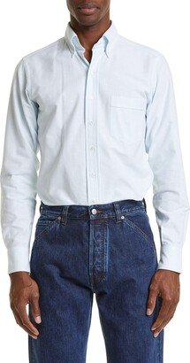 Ticking Stripe Oxford Cotton Button-Down Shirt