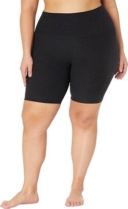 Plus Size Spacedye Team Pockets High-Waisted Biker Shorts (Darkest Night) Women's Shorts