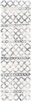 Fontana Shag FNT845 Power Loomed Area Rug - Ivory/Grey - 2'3x10'