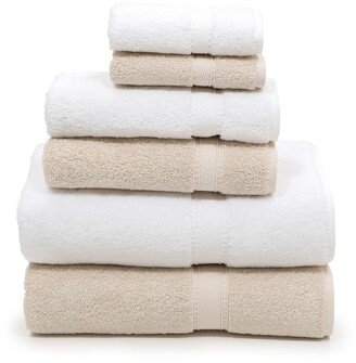 Sinemis Terry 6-Piece Towel Set - Beige/White