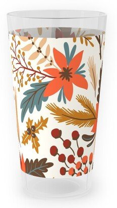 Outdoor Pint Glasses: Christmas Flowers - Multi Outdoor Pint Glass, Multicolor