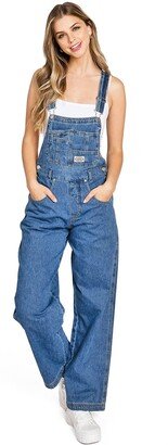 Lana Roux 90s Retro Revolt Dungaree Utility Denim Jumpsuit Jean Overalls (Medium Denim