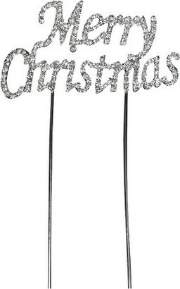 O'Creme Rhinestone 'Merry Christmas' Cake Topper, Silver