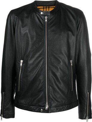 Zip-Up Leather Jackets-AA