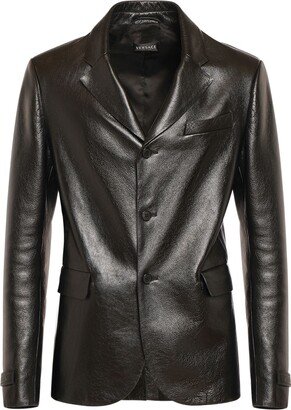 Single breasted leather jacket-AA