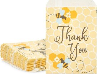 Sparkle and Bash 100 Pack Bumble Bee Paper Treat Bags for Baby Shower, Party Favor Bags for Kids Goodie, Gifts, Decorations, 5x7 in