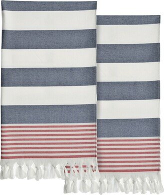 Set Of 2 Patriotic Turkish Cotton Pestemal Beach Towels