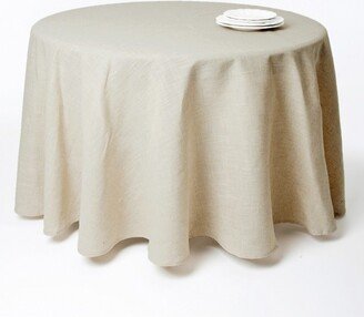 Saro Lifestyle Natural Toscana Tablecloth With Hemstitched Border, Natural, 90 Round