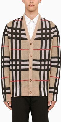 Technical cotton cardigan Check