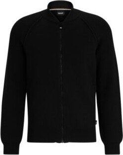 Zip-up cardigan in cotton and virgin wool