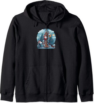 Cute Christmas Home With Gnome Design Christmas Gnome Zip Hoodie