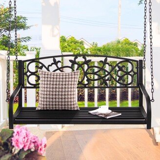 Patio Hanging Porch Swing 2-Person Outdoor Metal Swing Bench