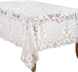 Saro Lifestyle Lace Design Elegant Tablecloth, White,