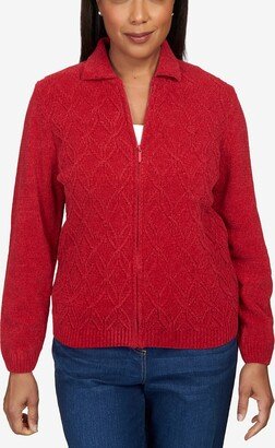 Petite Classics Chenille Zip Front Cardigan Sweater