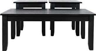 3 Piece Coffee Table Set with Chamfered Legs, Black