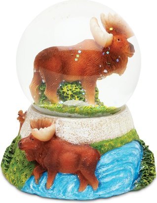 Puzzled Stone Moose Snow Globe