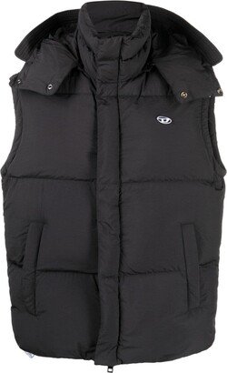 Logo-Patch Hooded Padded Gilet-AC