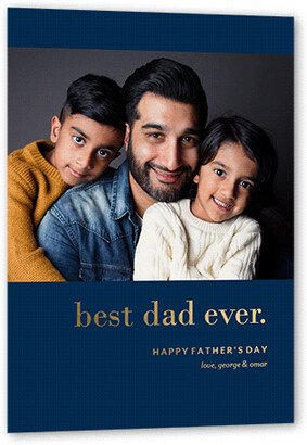 Father's Day Cards: Simply Dad Father's Day, Blue, Gold Foil, 5X7, Matte, Personalized Foil Cardstock, Square