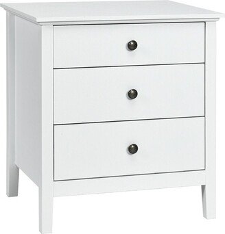 Nightstand Beside End Side Table Accent Table Organizer W/3 Drawers White