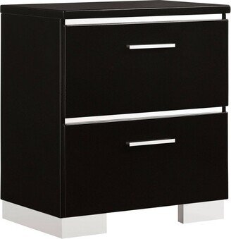 Shorehaven 2 Drawer Nightstand with USB Plug Black - miBasics