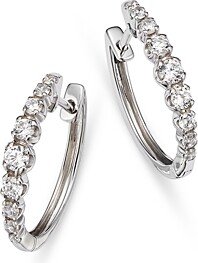 Diamond Graduated Small Hoop Earrings in 14K White Gold, 0.50 ct. t.w. - 100% Exclusive