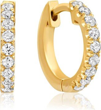 18k Yellow Gold Small Diamond Huggie Earrings