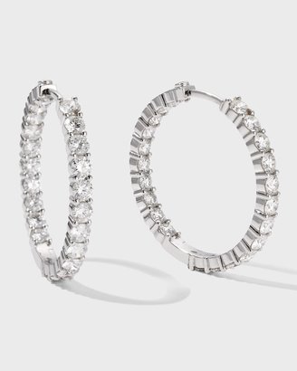 28mm White Gold Diamond Hoop Earrings