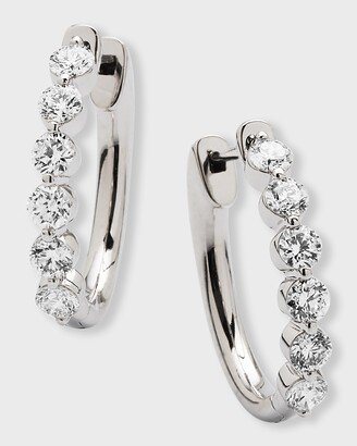 Neiman Marcus Diamonds 18k White Gold Diamond Hoop Earrings, 1.5 ct., .75