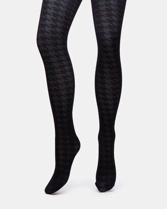 Houndstooth Tights Black