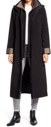 Full Length Two-Tone Silk Look Raincoat