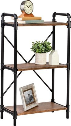 3-Tier Industrial Black Bookshelf - Black, Wood