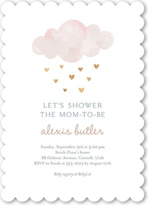 Baby Shower Invitations: Heart Showers Baby Shower Invitation, Pink, 5X7, Matte, Signature Smooth Cardstock, Scallop