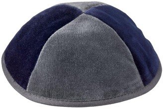 4 Part Navy & Grey Yarmulke With Rim