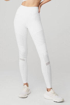 High-Waist Moto Legging in White/White Glossy, Size: 2XS