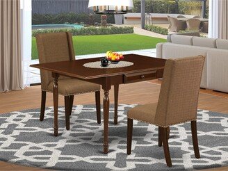 Patio Balcony Dining Arm Chair with Brown Wicker Set of 2-AL