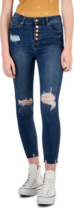 Juniors' Button-Front Curvy Skinny Ankle Jeans
