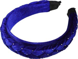 Unique Bargains Women's Velvet Twist Braid Fashion Non-Slip Headband 1 Pc Blue