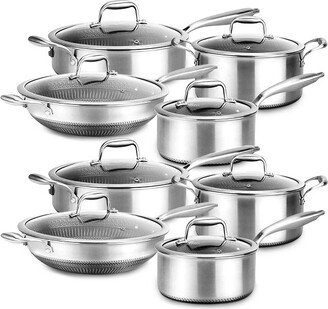 8 Piece Nonstick Coating Stain Resistant Stainless Steel Cookware w/Saucepot, Stew Pot, Cooking Pot, Frying Pan, and Lids, Silver (2 Pack)