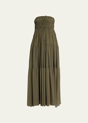 Shirred Halter Maxi Dress