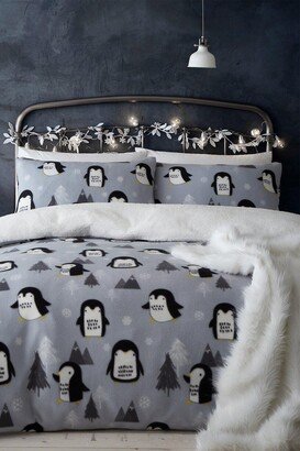 'Christmas Cosy Penguin Fleece' Duvet Set