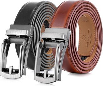 Mio Marino Men's Swank Hasp Leather 2 Pack Linxx Ratchet Belt - Black hickory