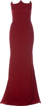 Peak-Corset Strapless Maxi Dress