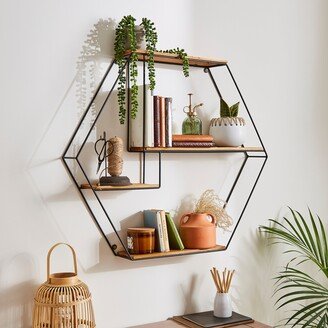 Dunelm Industrial Metal Hexagonal Shelf Black