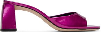 Pink Romy Metallic Patent Leather Heeled Sandals